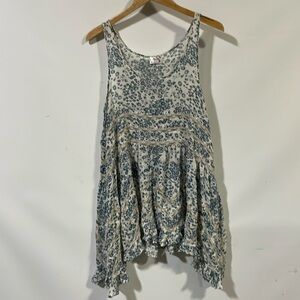 Free People Cream and Blue Floral Mini Dress
